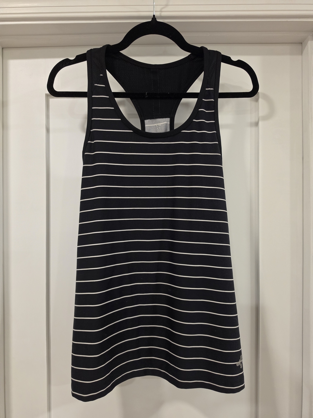 Old Navy Black and White Striped Racerback Tank